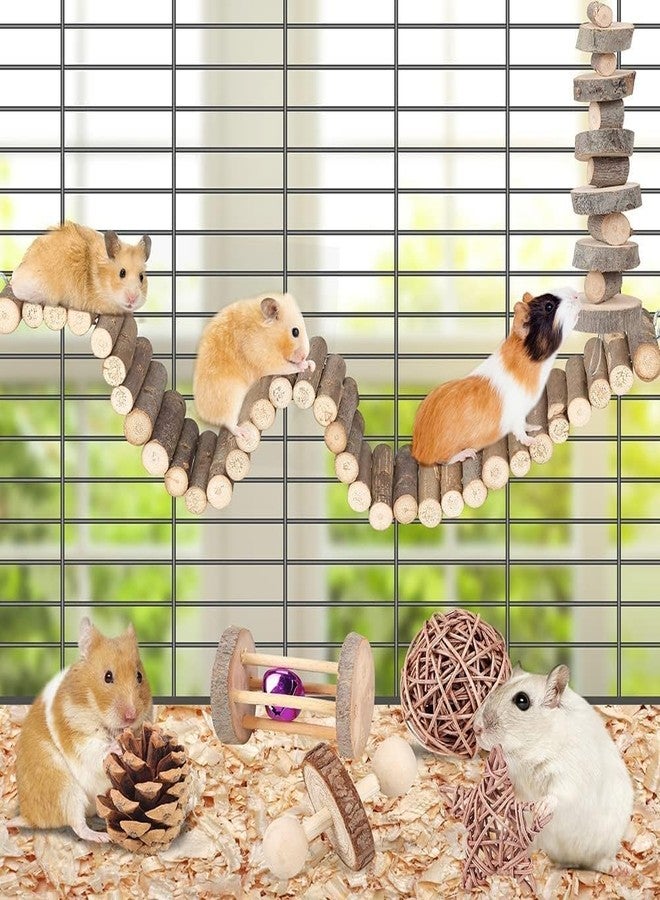 BBjinronjy Hamster Accessories - Guinea Pig & Chinchilla Chew Toys - Suspension Bridge Set - Willow Ball & Stuff for Dwarf Syrian Chinchillas & Gerbils - Image 2
